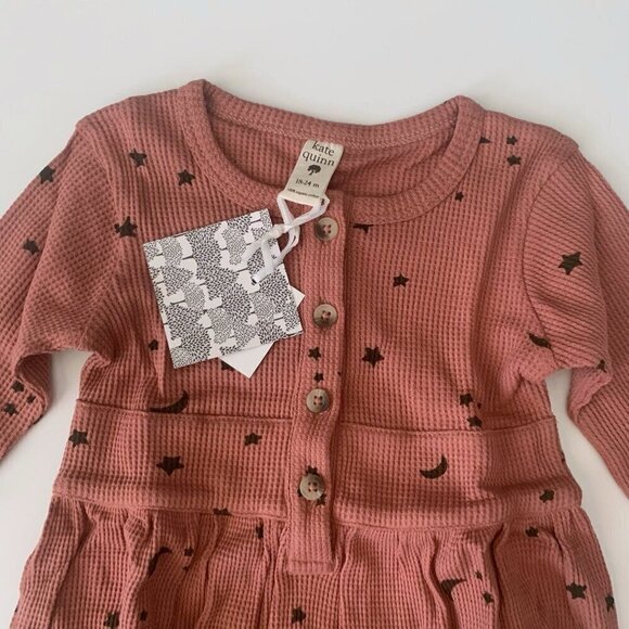 Kate Quinn Organics Baby Girl Long Sleeve Front Button Belted Bubble 18-24 month - Picture 2 of 5